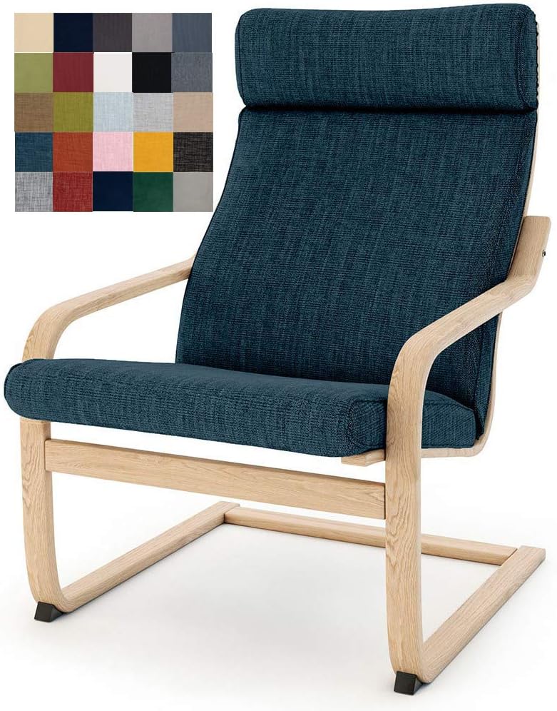 Vepping Lude Multi Colored Armchair Replacement Cover, Fits IKEA Poäng Armchair, Cushion not Included (Cushion Design 1, Polyester - Navy Blue)