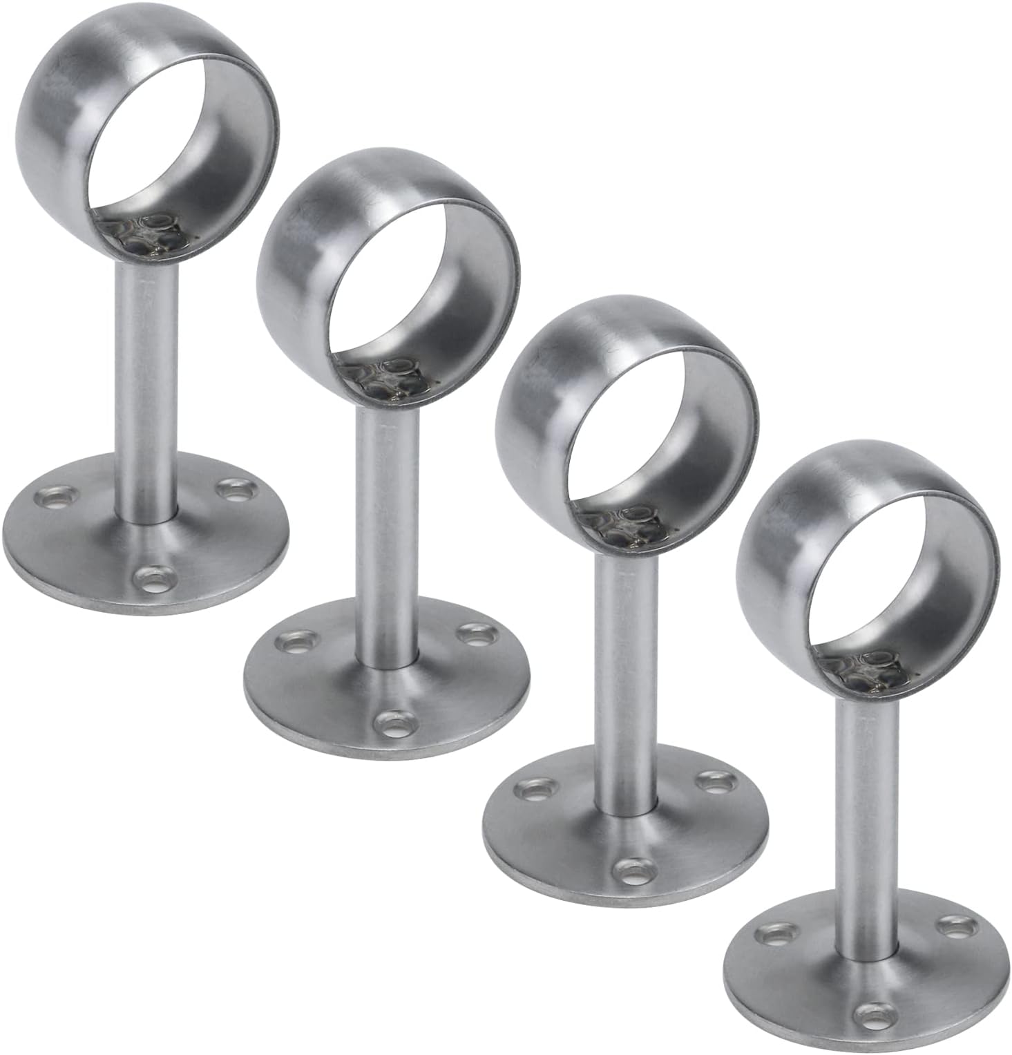 Antrader 4-Pack Stainless Steel 1.26 Inch Dia Wardrobe Closet Rod Rail Support Shelf Pipe Holder Socket Bracket Silver Tone
