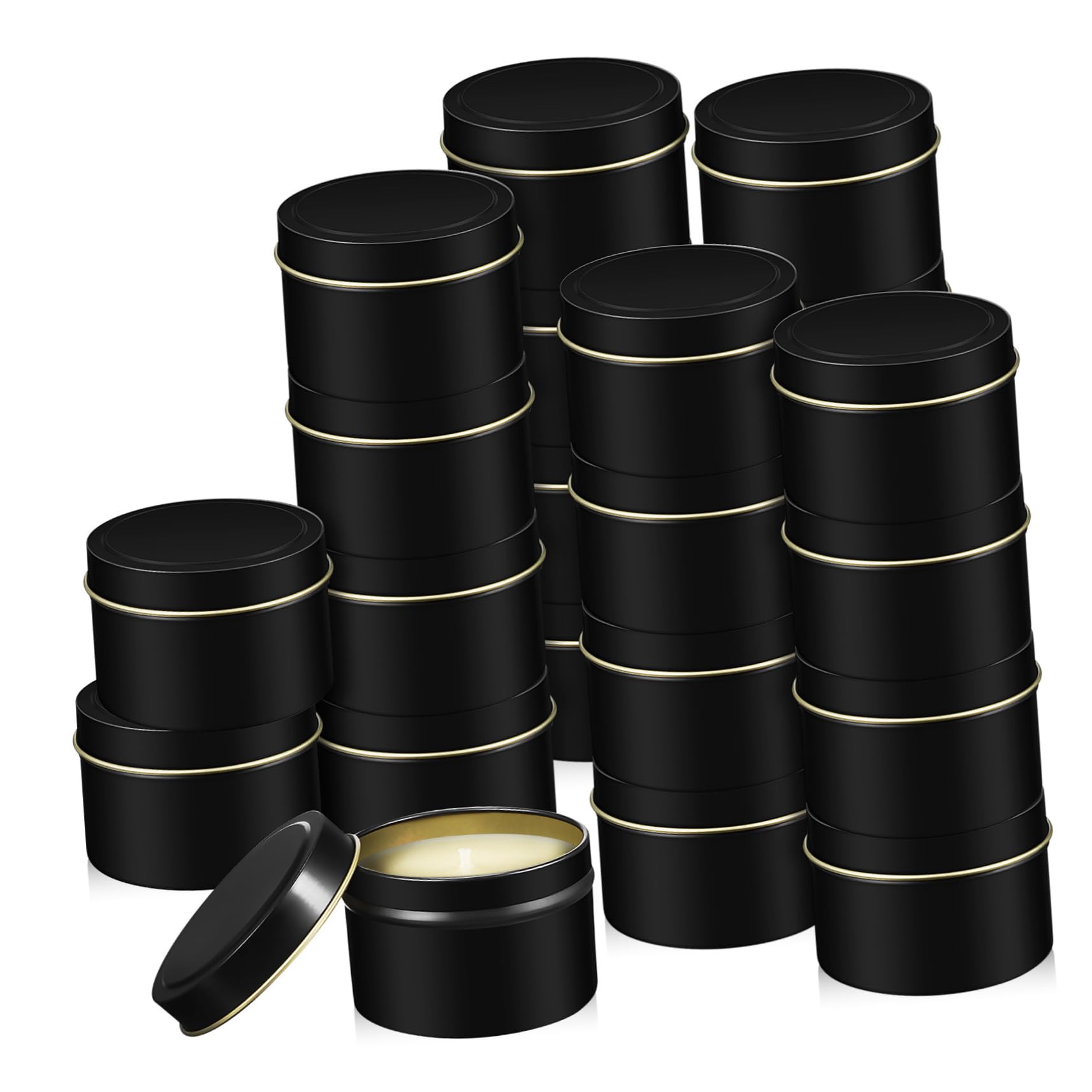 SOLUSTRE 24pcs Round Tinplate Candle Tins Candle Jars for Scented Elegant Design for Home for Various Occasions and Versatile Use