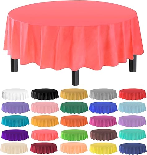 Miniatura 45 de allgala Manteles redondos desechables de plástico de alta calidad, paquete de 12, 84 pulgadas (7 pies), impermeables, resistentes a las manchas,