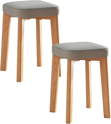 JKGHK Dining Chairs, Cushioned Backless Bar Kitchen Chairs, Stackable Wooden Nesting Stool, Leather Room Stool, for Home, Office, Dining Room,