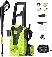 NEWBULIG Electric Pressure Washer 2.0 GPM, Portable Power Washer with 5 Quick-Connect Nozzles & Foam Cannon for Driveways, Patios, Fences