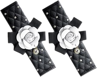 VICASKY 2 Peças De Protetor De Cinto De Segurança Preto Capa De Cinto De Segurança De Flor Linda Capa De Camélia Capa De Cinto De Segurança Decorações Fofas Capa De Cinto De Segurança
