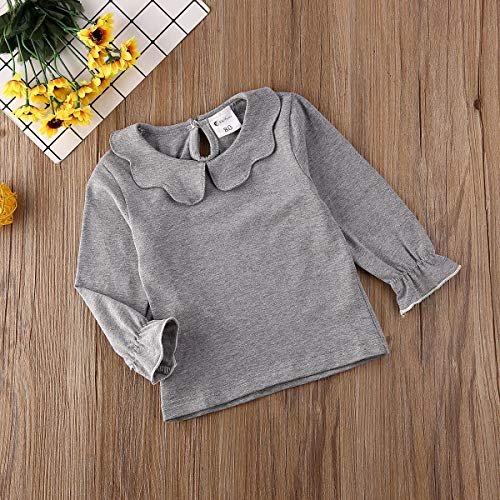 Toddler Baby Girl Basic Plain Ruffle Cuff Long Sleeve Cotton T Shirts Tee Tops (Z-Grey 2, 4-5T)