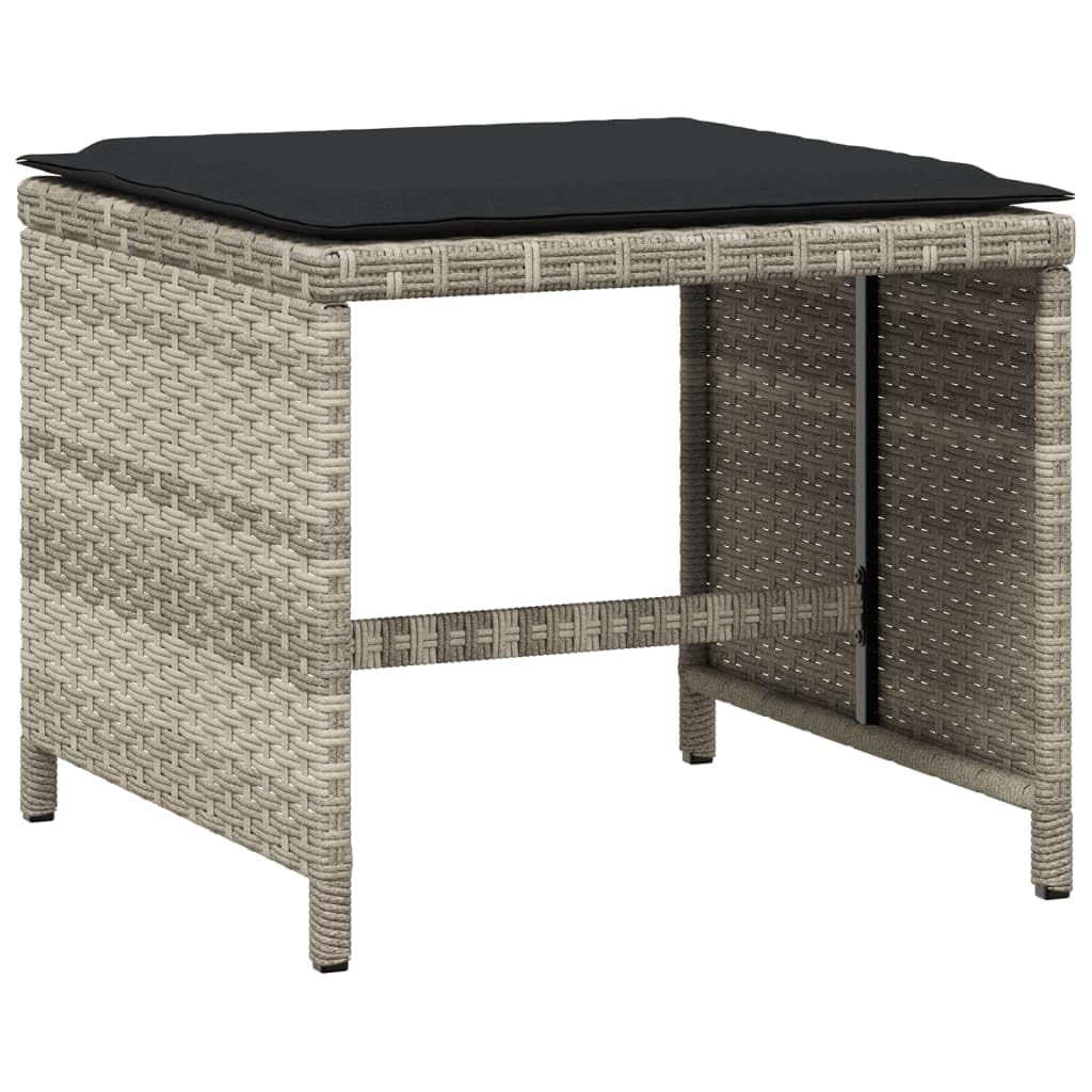Tidyard Tabourets de Jardin Coussins Lot de 4 Gris Clair résine tressée, Tabouret pour Salon de Jardin Exterieur, Repose-Pied Siège de Jardin, Pouf pour Patio, Terrasse, Balcon Camping, Extérieur
