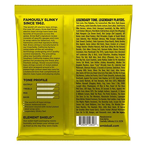 Ernie Ball Beefy Slinky Cordes filées en nickel, pour guitare électrique, calibre 65-130 - Les Beatles, Paul McCartney, John Lennon, RIngo Starr, George Harrison Ernie Ball Beefy Slinky Cordes filées en nickel, pour guitare électrique, calibre 65-130 – Image 3