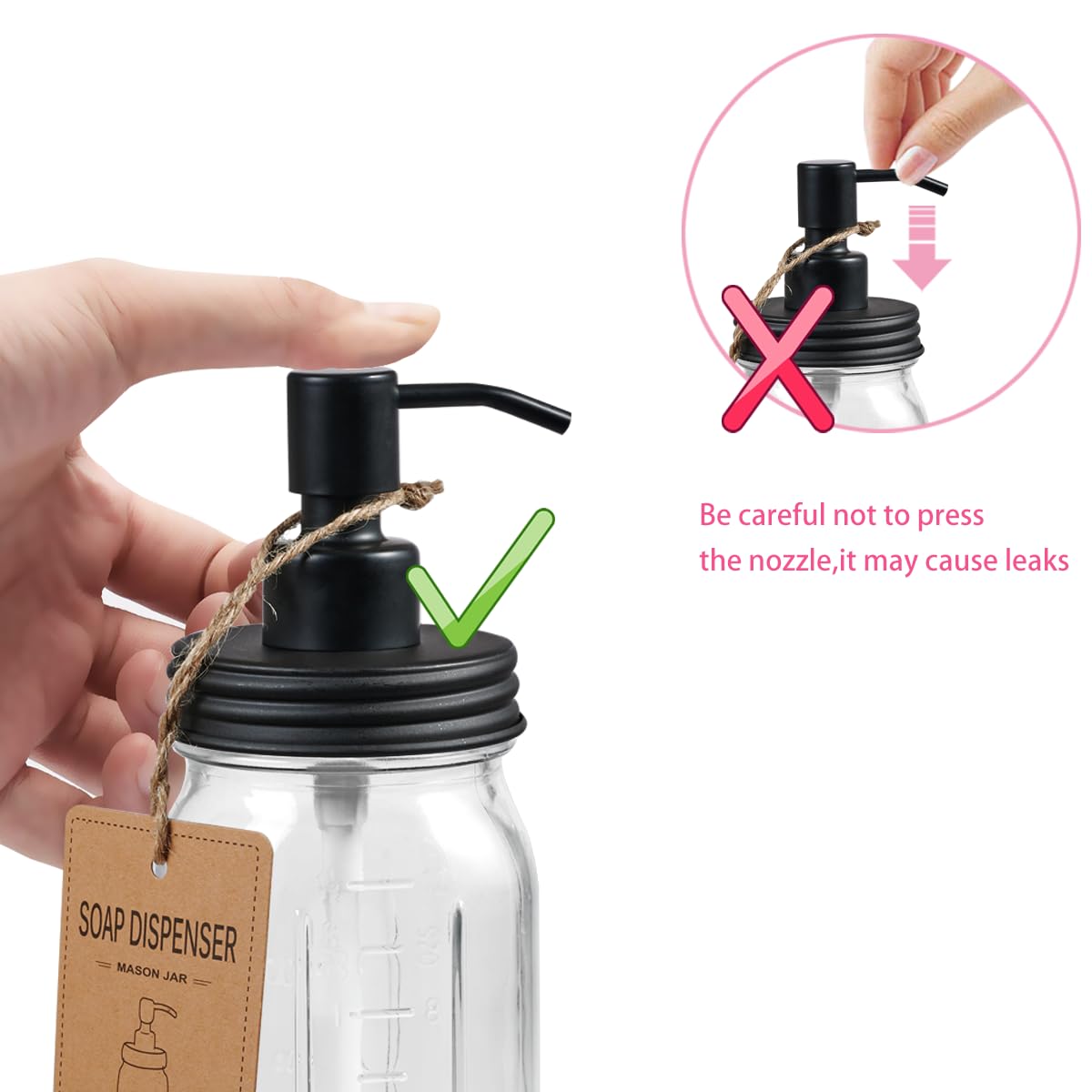 SheeChung Juego de accesorios de tarro Mason, juego de 2 accesorios de baño de vidrio, soporte para cepillo de dientes, dispensador de jabón de loción para decoración rústica de granja, decoración de
