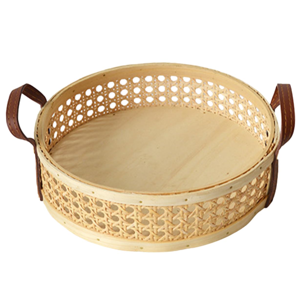 STOBAZA Rattan Basket Food Basket Fruits Basket Woven Baskets Wicker Bread Baskets Rattan Tray Decorative Basket Round Key Bowl Basket Woven Storage Baskets Desktop Woven Basket