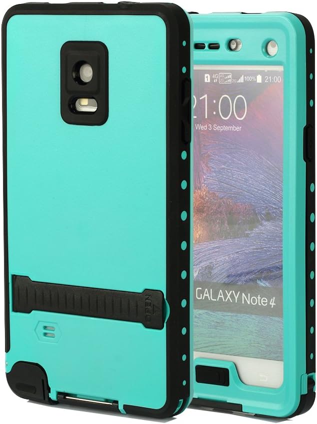 Galaxy Note 4 Case, Galaxy Note 4 Waterproof Case, oneCase™ IP-68 Waterproof Shockproof Snowproof Dirtpoof Protection Case Cover Built-in Kick Stand with Hand Strap & Headphone Adapter for Samsung Galaxy Note 4 (Waterproof-Blue)