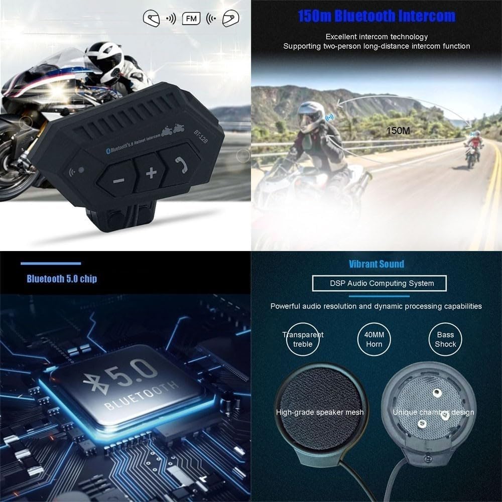 Casco da moto con interfono Bluetooth, casco modulare, casco apribile, omologato ECE, casco integrale da moto con ventilazione multipla e doppia visiera, riduzione C,M=57-58CM