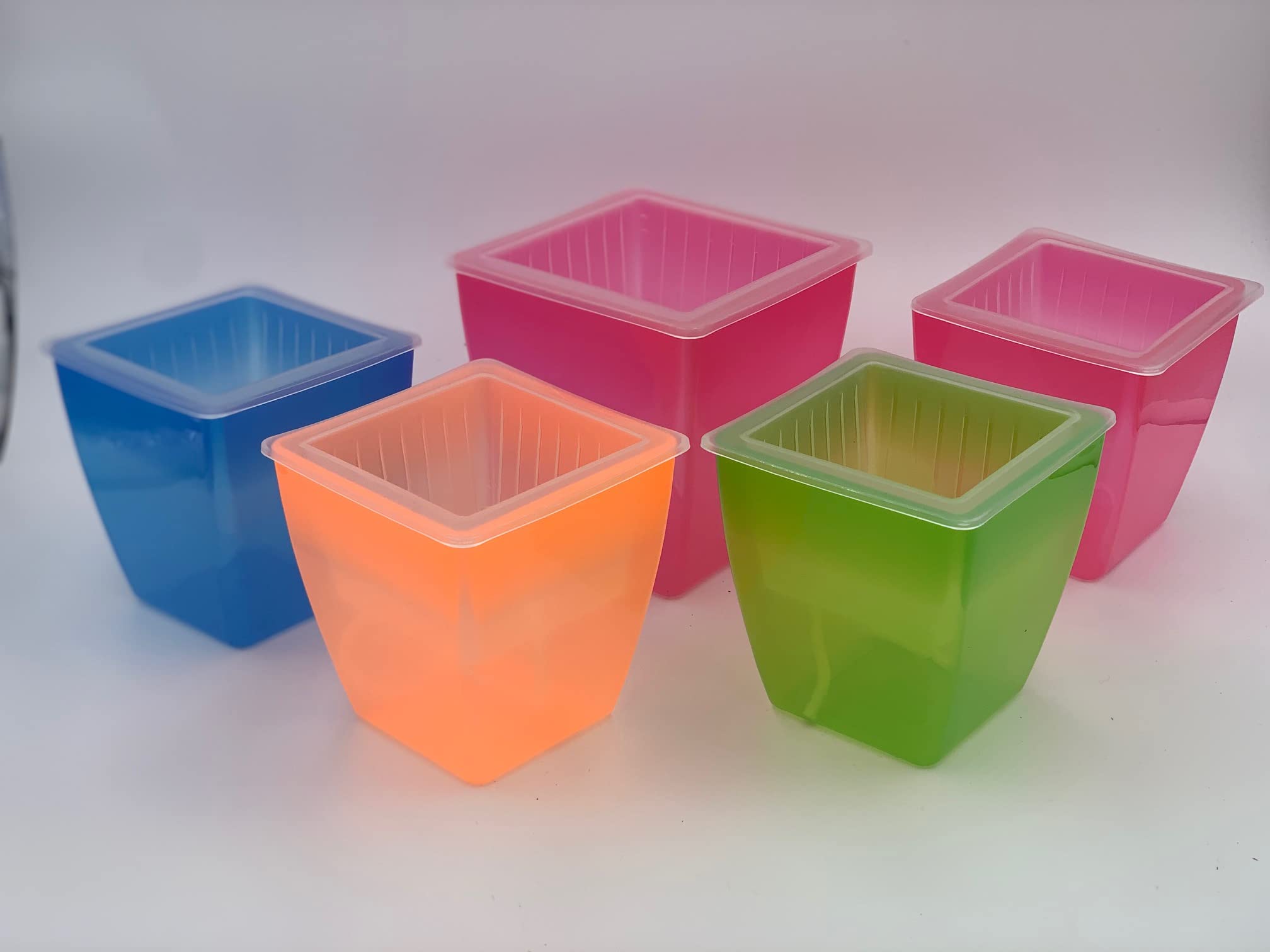 3 Perfect Orchid Planter - Plastic Planter Pot with Mesh Net & 3 Inner/3 Outer Planters (Blue, Medium 5 inches)