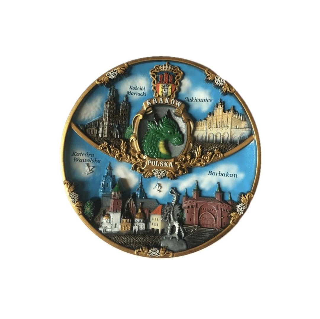 Recuerdo de Polonia en este plato cerámico vintage de Cracovia de 20cm