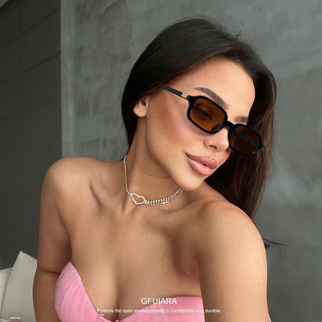 Rectangle Retro Sunglasses for Women Men Trendy Small Square Frame 90s Style Sunnies - Image 3