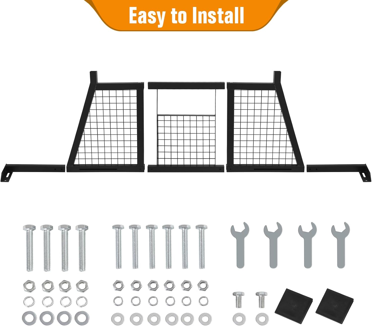 Safety Truck Headache Rack with Adjustable Width 67.13" to 84.17",Unobstructed View with Protection,Drill-Free and Clear View,Black