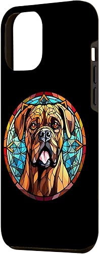 Miniatura 2 de Funda de diseño artístico para iPhone 13 Pro Max Bull Mastiff Dog Stained Glass Leadlight