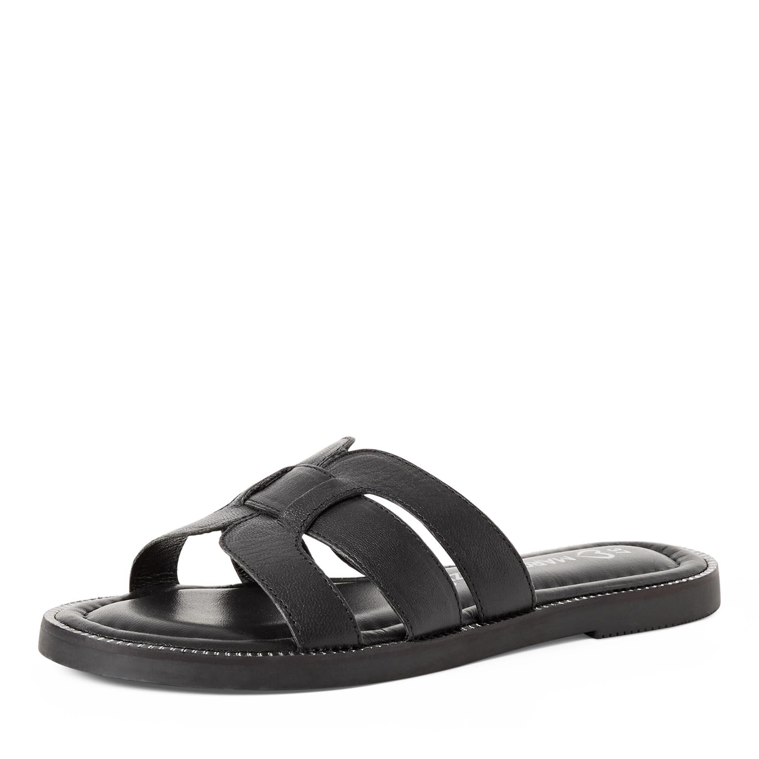 MARCO TOZZI Women's Sandal Soft Feel Me Footbed Leather Summery, Black (Black), 5.5 UK