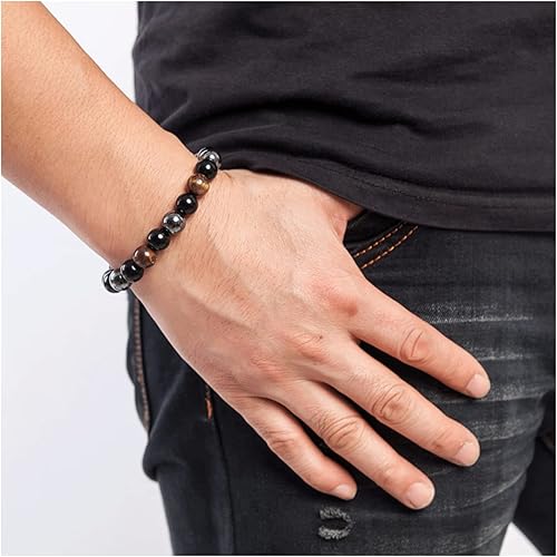 Miniatura 7 de Pulseras de constelación del zodiaco, piedra de ojo de tigre, pulseras de obsidiana negra, pulsera de hematita, pulsera de cuentas de cristal