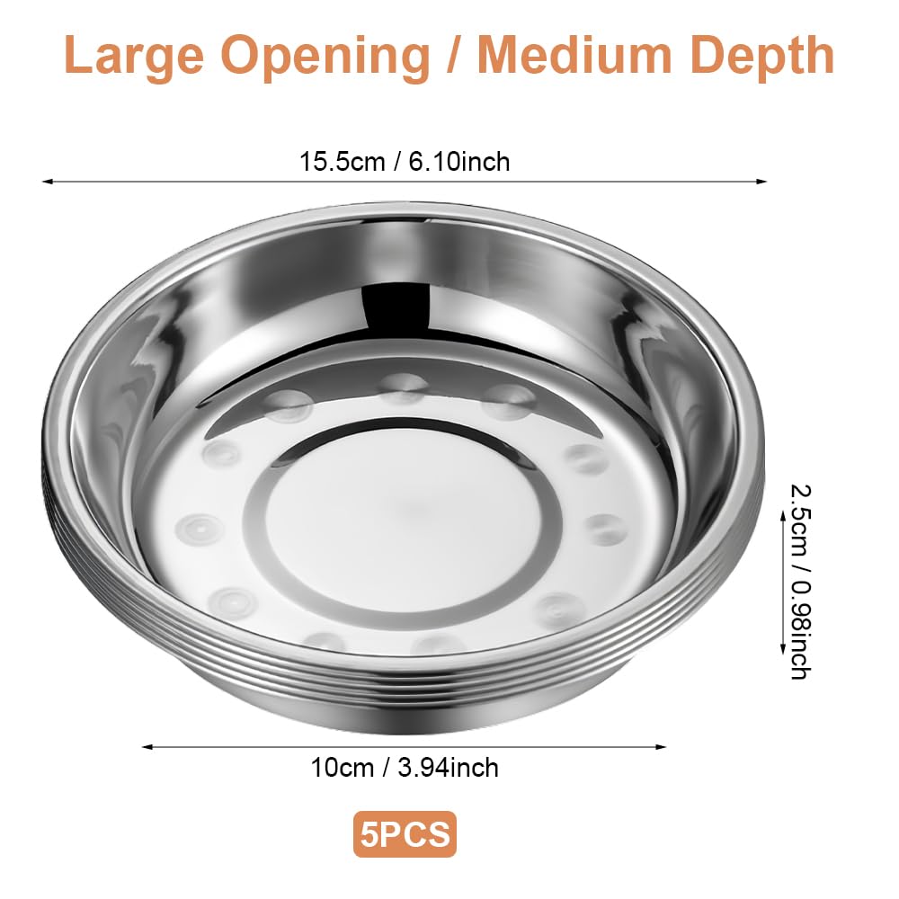 5 Ciotole Per Gatti In Acciaio Inox - 15.5cm, Piatte E Larghe, Lavabili In Lavastoviglie - Foto 11