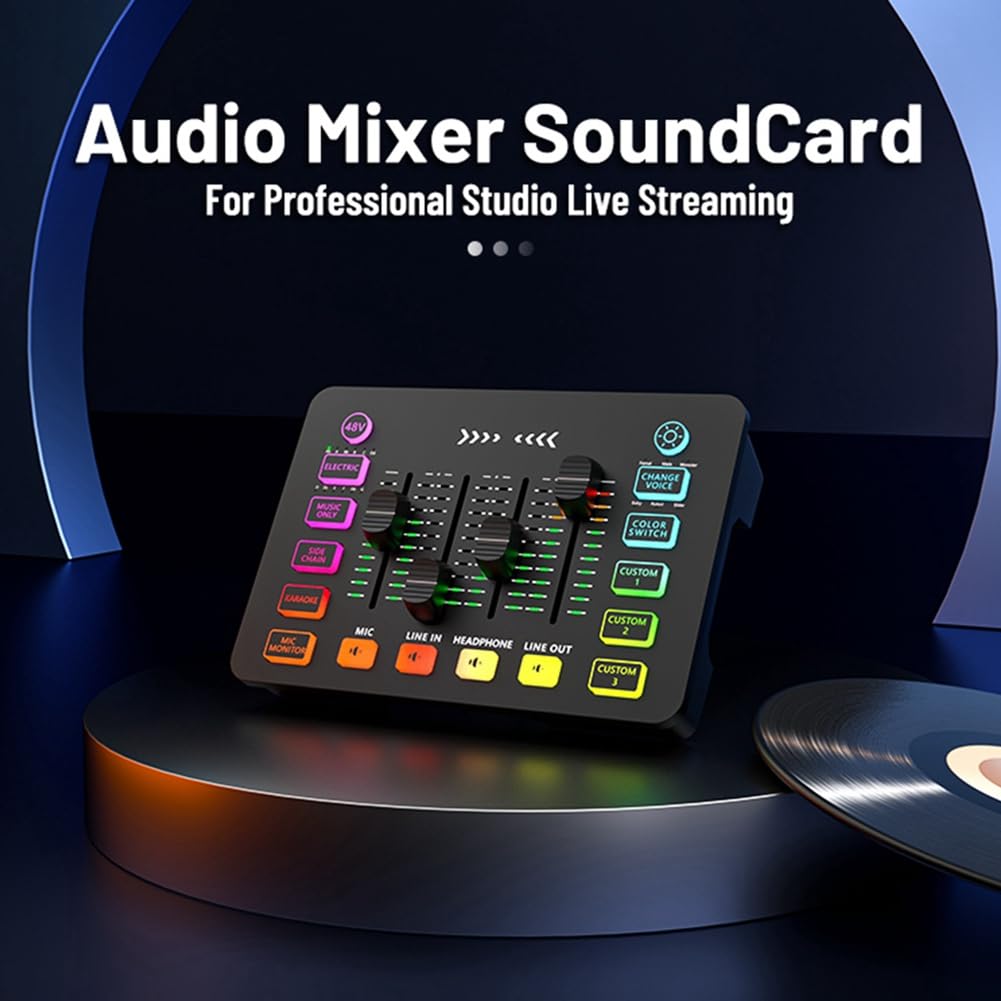 Mikser audio z kartą dźwiękową, akumulator z interfejsem mikrofonu XLR do podcastów/nagrywania