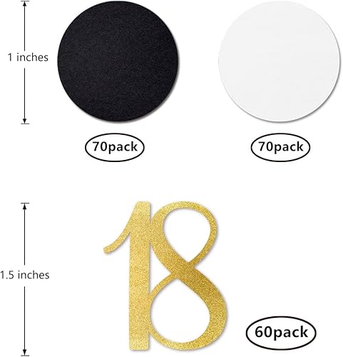 Miniatura 2 de Confeti dorado con purpurina 18, confeti número 18 cumpleaños, 200 piezas de decoración de mesa para fiesta de aniversario