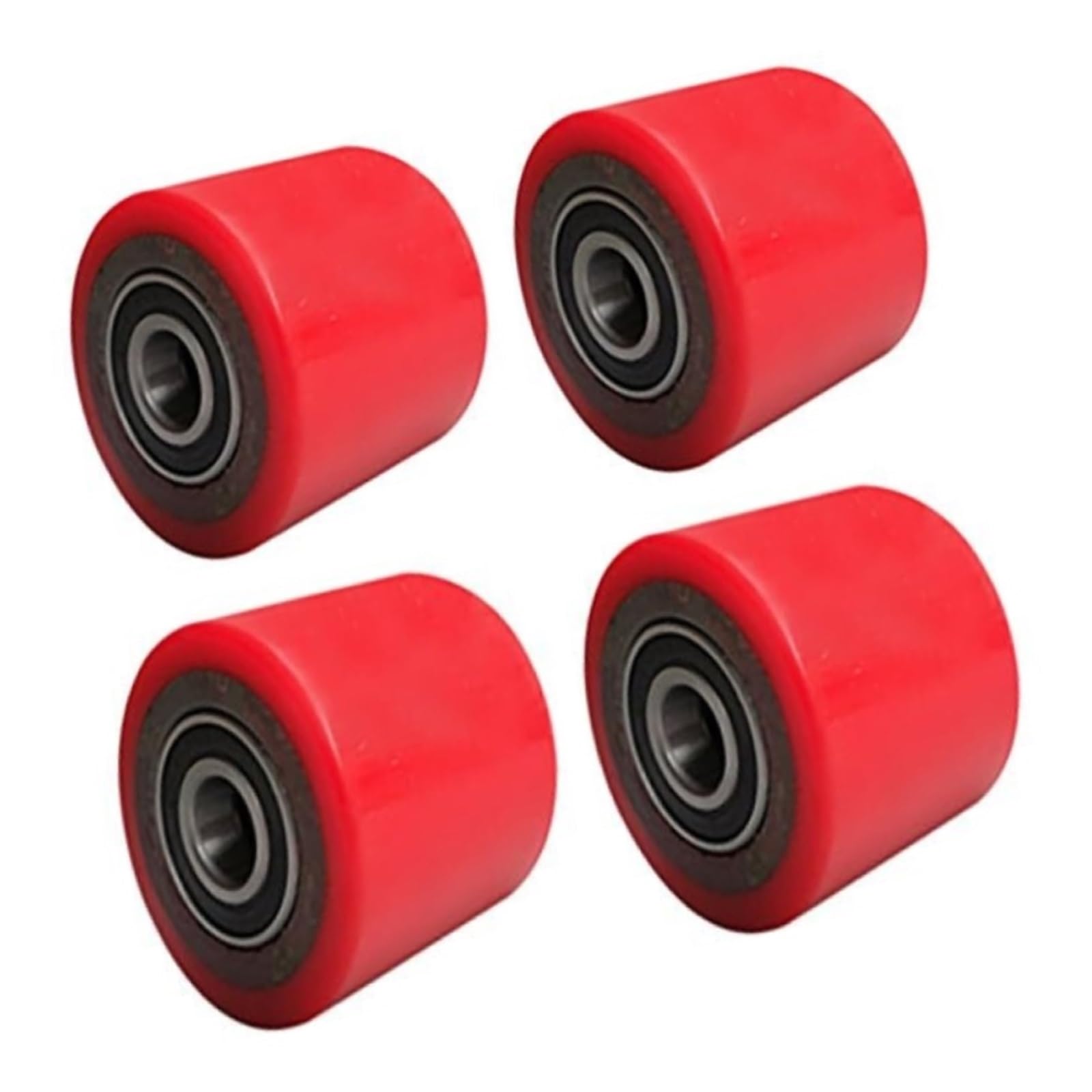 Juego de 4 rodillos for transpaletas, ruedas de poliuretano PU de 20 mm de diámetro y 80 mm de diámetro, rodamientos de bolas de 80 x 90 mm, accesorios for carretillas elevadoras manuales.