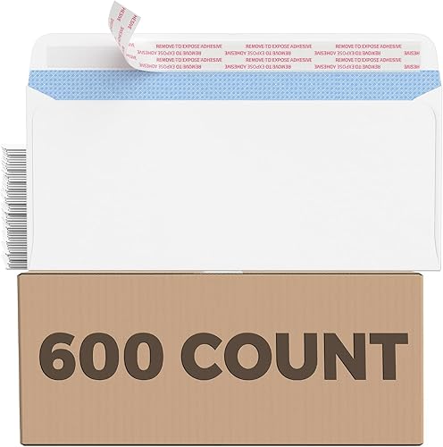 CREGEAR 600 sobres tintados de seguridad autosellantes #10 para privacidad y negocios, cierre de despegar y sellar, diseño sin ventanas, 600