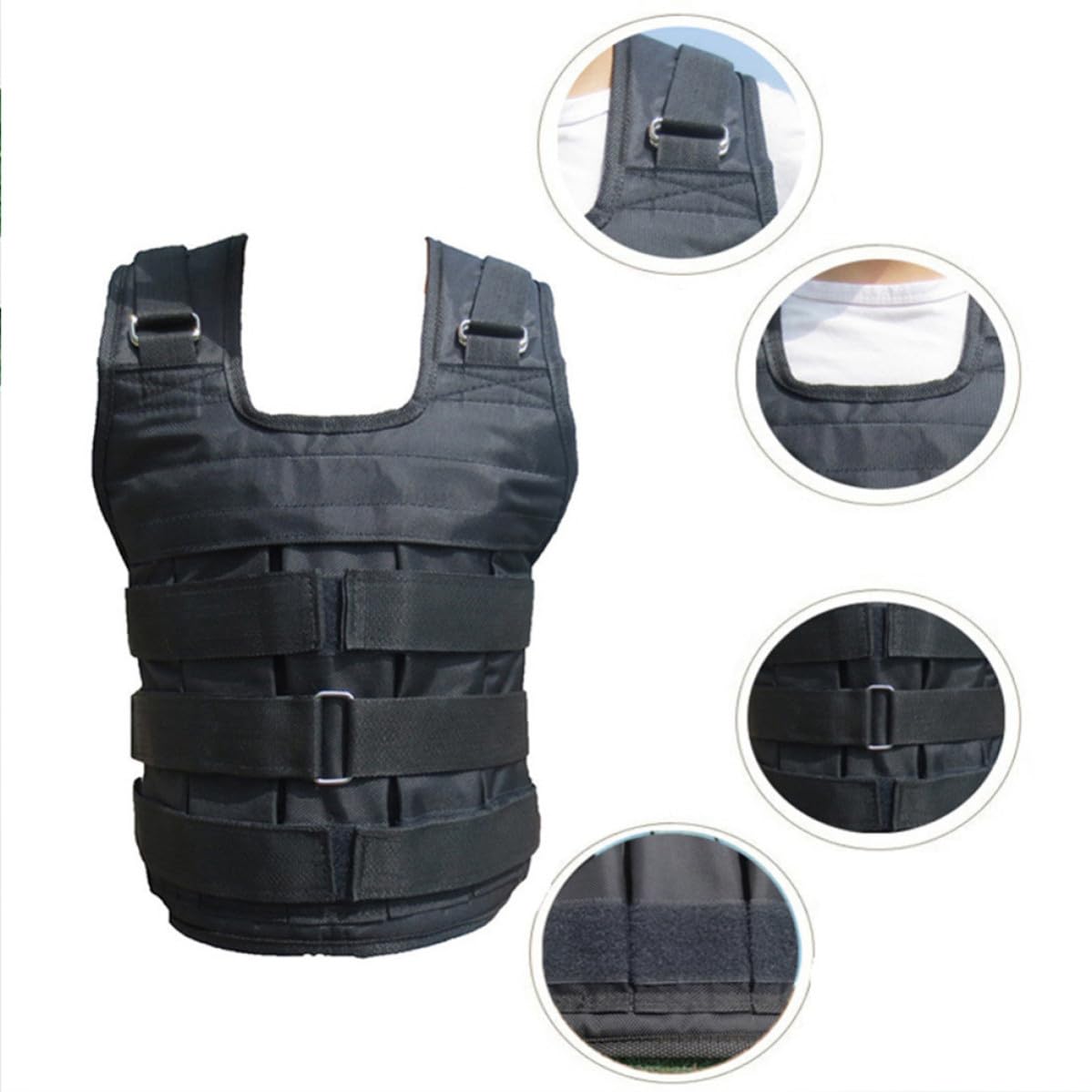 Gilet da Allenamento Pesi Nero Regolabile per Jogging