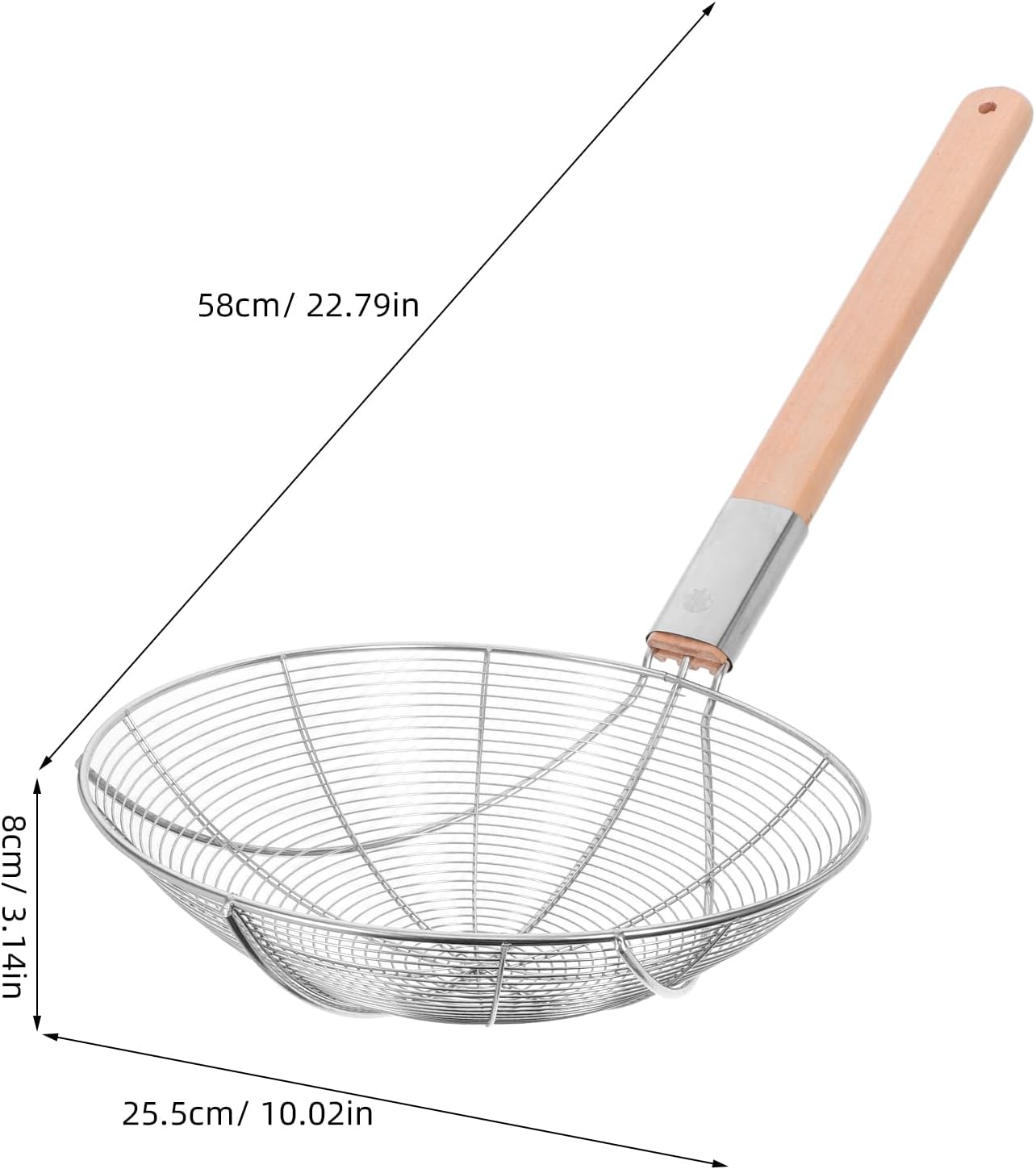 Spider Strainer Skimmer Stainless Steel Pasta Strainer Spoon for Cooking and Frying Wire Skimmer Ladle Kitchen Utensils Fryer Scoop Spoon 26cm