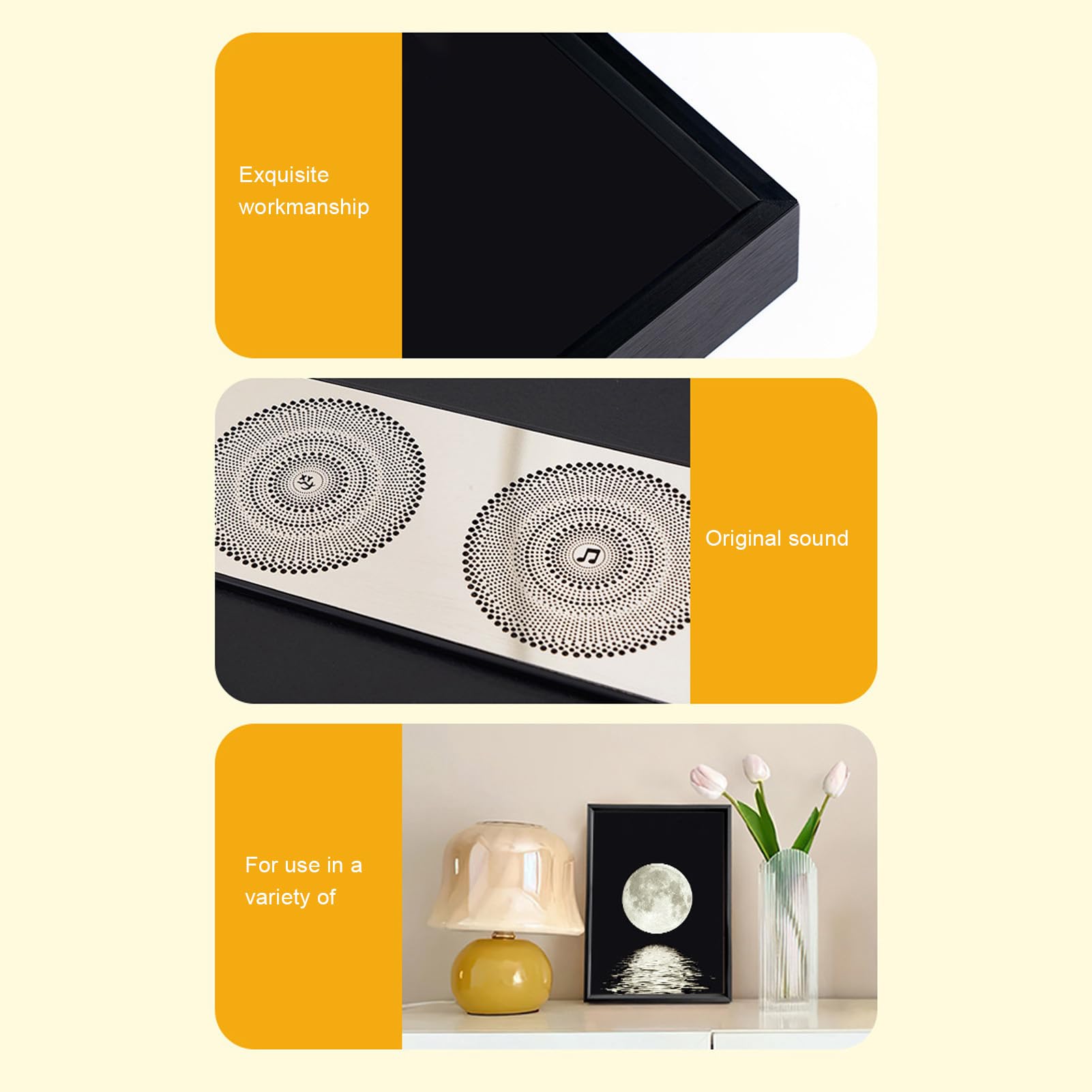 Cassa Bluetooth Luce Notturna con Design Quadro Artistico, Bagliore | Lampada con altoparlante wireless BT, alimentata tramite USB, per camera da letto, regalo romantico per uomini e donne