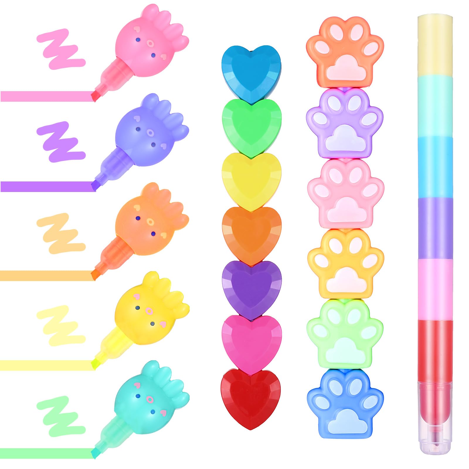 Amazon.com : Teling 4 Pack 20 Pcs Cute Mini Highlighter Pens