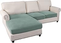 Vista 47 de OKYUK Fundas para sofá modular, 3 piezas, fundas de cojín de terciopelo para sofá, en forma de L, funda de cojín separado para sofá, protector