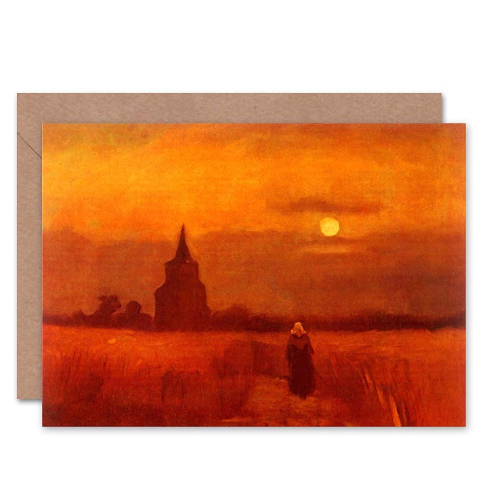 Wee Blue Coo Blue Wee Coo Vincent Van Gogh Old Tower In Fields 1884 Old Master Blank Greetings Card
