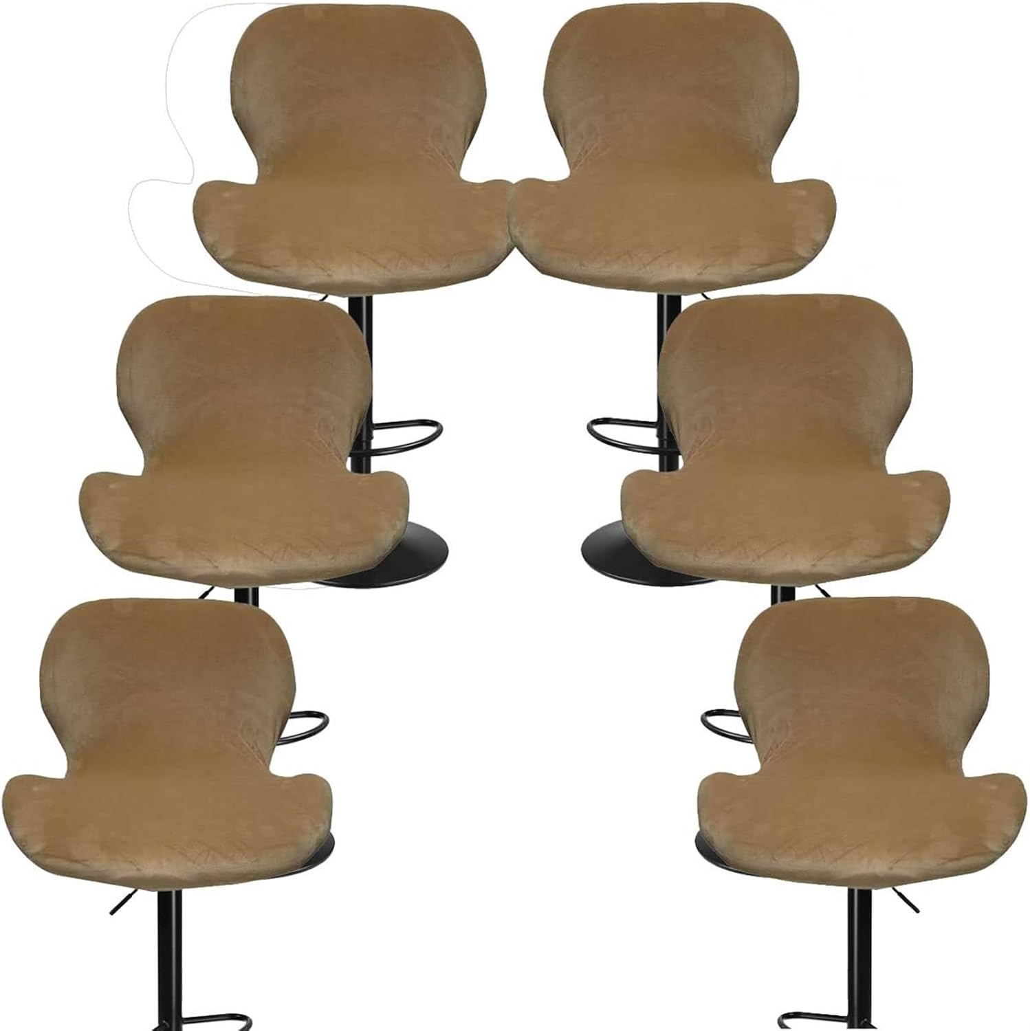 Stretch Velvet Bar Stool Chair Covers Set of 2/4/6/8 Kitchen Swivel Stools Slipcovers Curved Short Back Chair Covers Chair Protector Covers for Counter Bar Office Pub Kitchen Hotel(Brown a,6PCS)