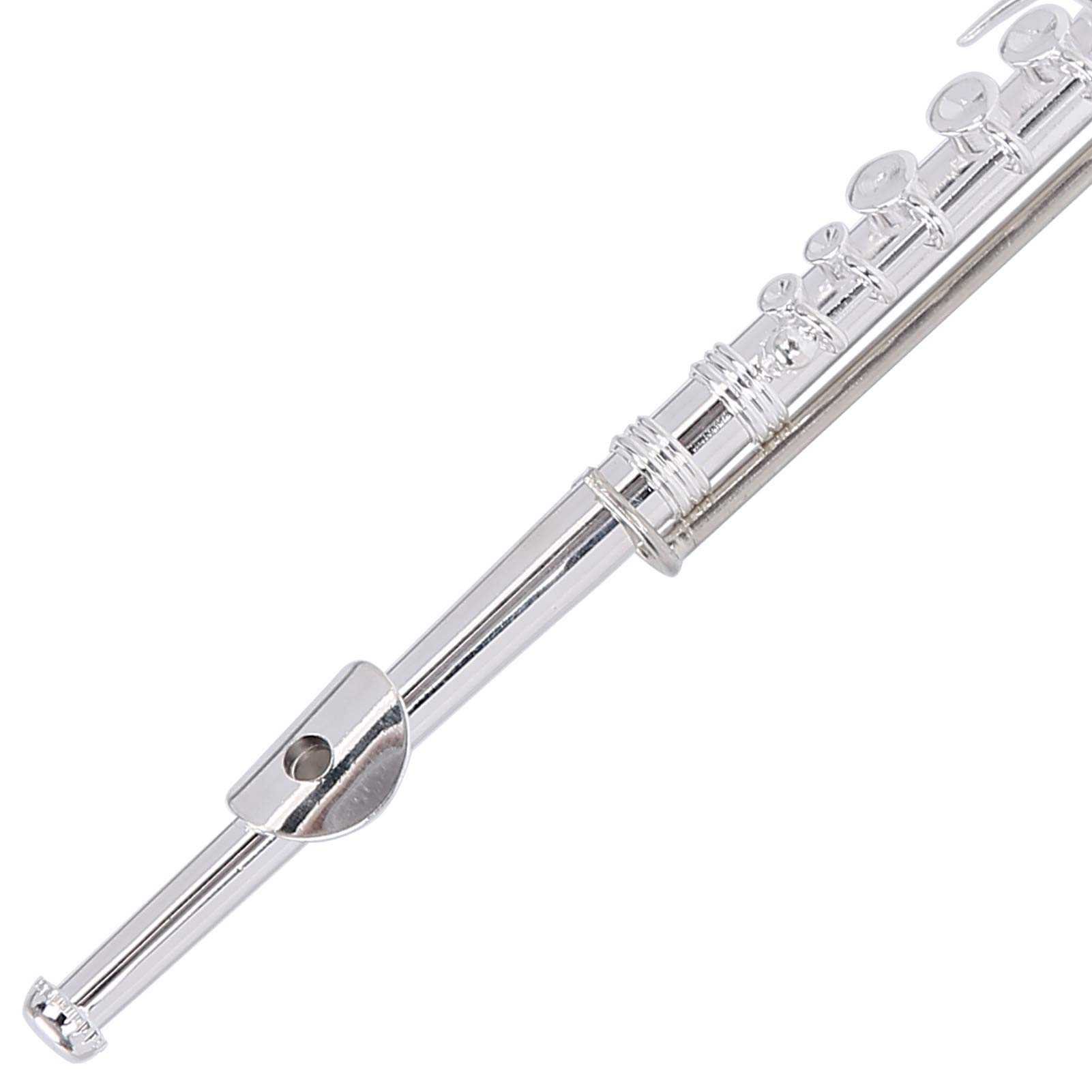 Miniaturflöte mit Ständer, Kupfer Miniaturflöte Flöte Musikinstrument, Mini Flöte Modell mit Ständer und Koffer für Instrumentenmodell Zubehör Geschenk Musikliebhaber
