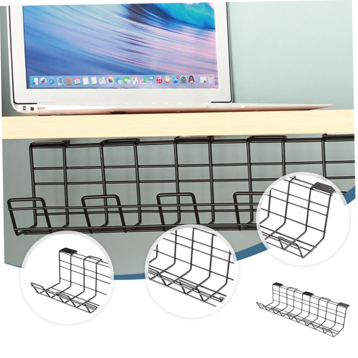 SHINEOFI Estante de Almacenamiento de Enchufes Organizador de Cables Compacto para Debajo del Escritorio Estante de Gestión de Cables para Organizar y Enchufes el Hogar o Oficina