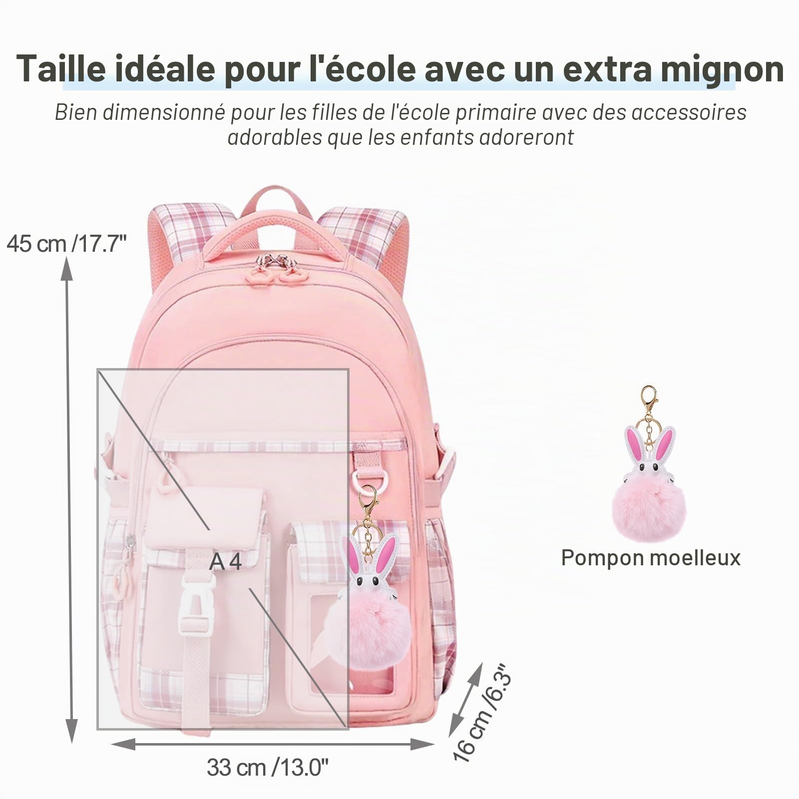 KEBEIXUAN Sacs à dos pour filles et enfants - Sac d'école kawaii pour adolescentes et étudiants - Sac à dos d'extérieur pour adolescents (Beige)