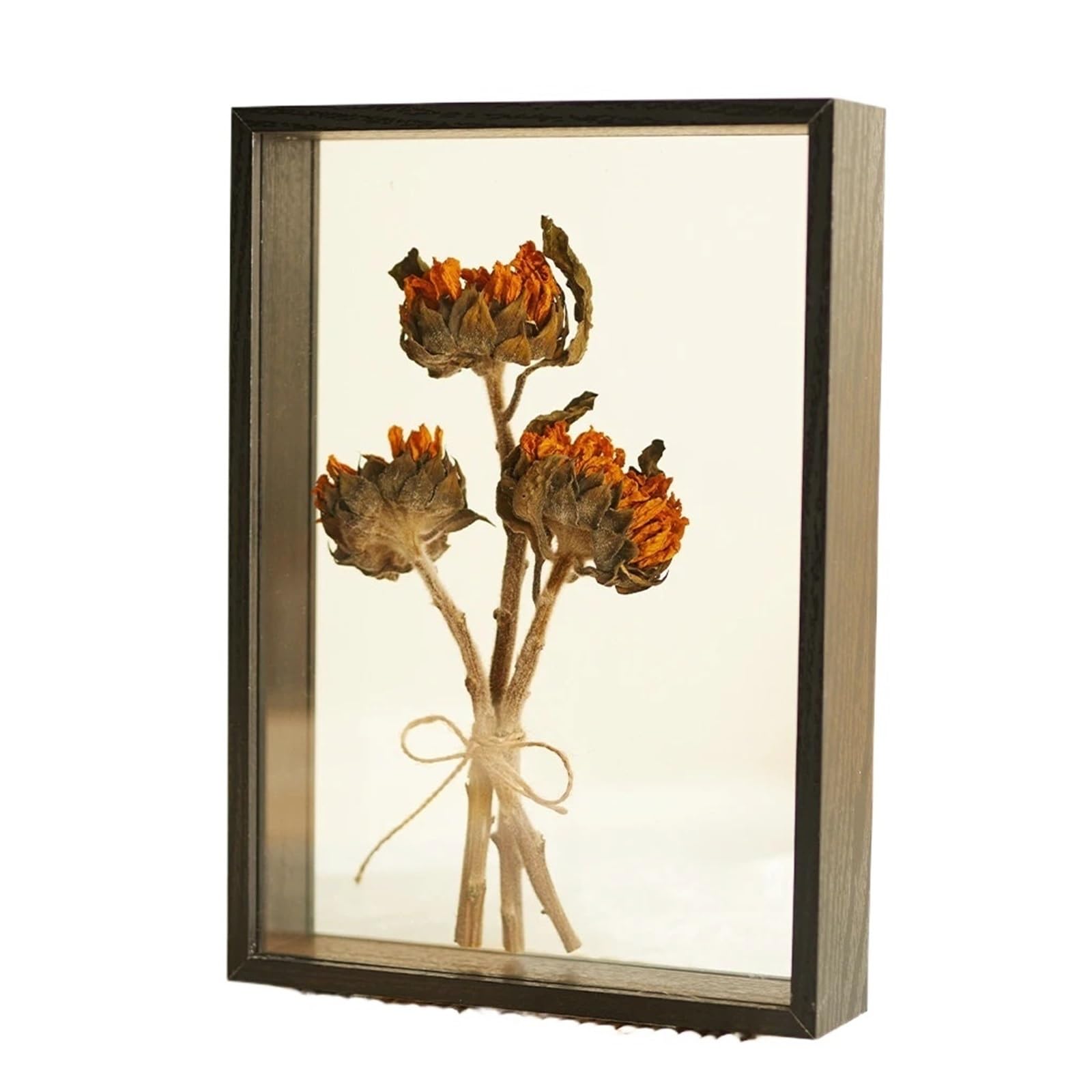 2PCS 4cm Deep Shadow Box Frames Bouquet Display Flower Case For Crafts 3D Picture Memorabilia Memory Transparent Photo Frame No Flowers for Tabletop and Wall(Black,13X18cm)