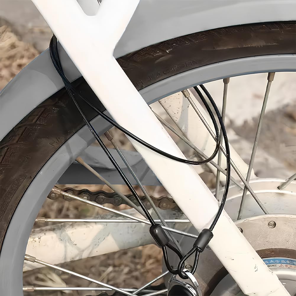Cavo Di Sicurezza, Cavo Bloccaggio a Doppio Cappio In Acciaio Flessibile Intrecciato 39,4 Pollici con Estremità Anello Catena Bici Per Proteggere Diverse Dimensioni Borse Valigia Bagaglio Bicicletta