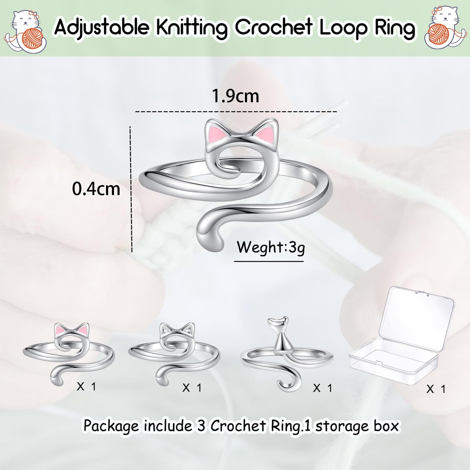 Kit Crochet Et Tricot : 4 Anneaux De Doigt + 120 Marqueurs De Points - Alliage Et Plastique Coloré - Boîte De Rangement