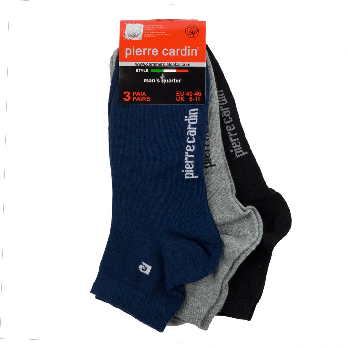 Pierre Cardin Men's Assorted – Ankle Socks Pack / 3 - Multicolour - One Size