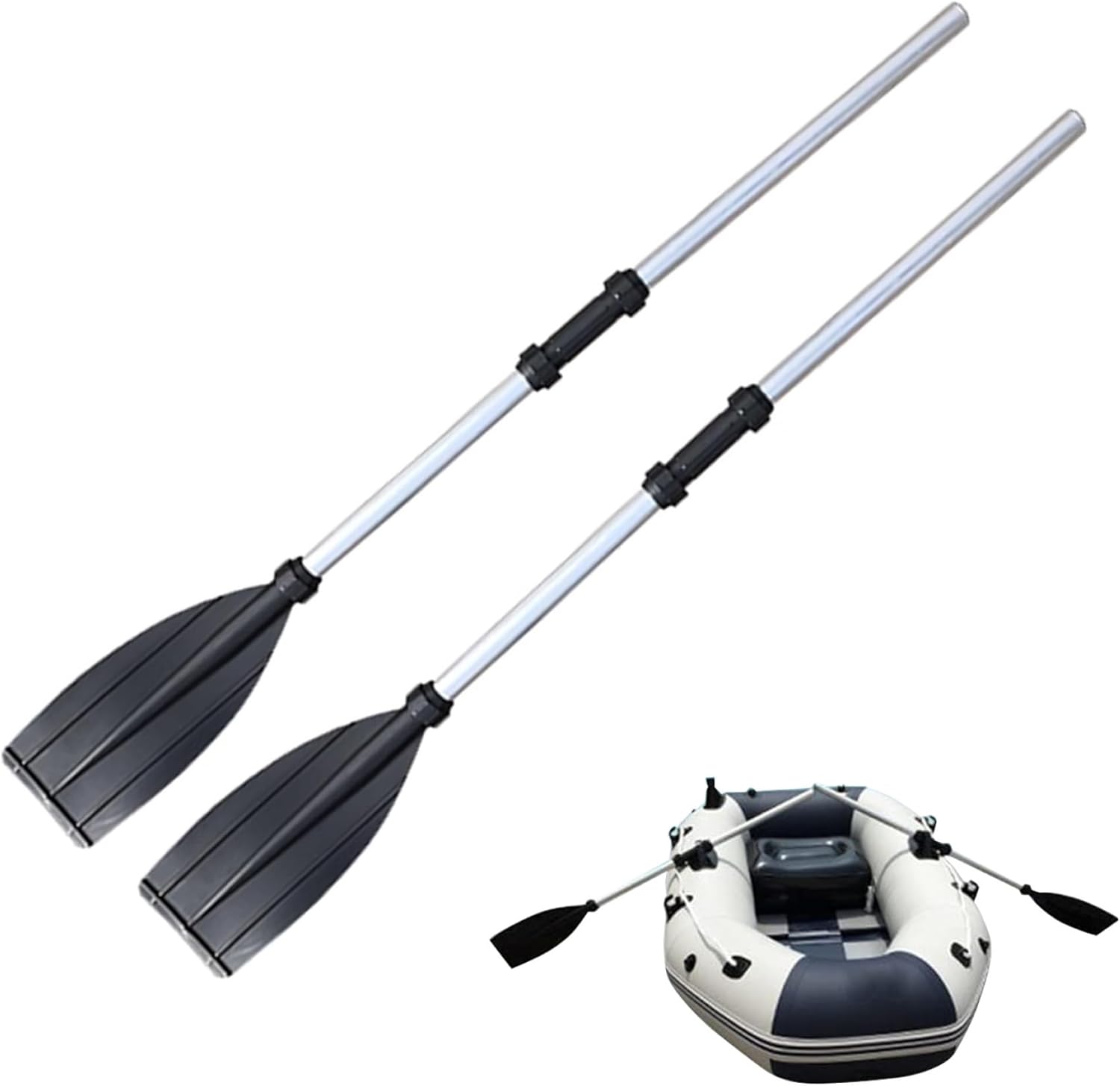 2Pcs Kayak Paddle 126cm Aluminum Alloy Detachable Adjustable Portable Canoe Paddle Thicken Lightweight Kayak Paddles 2 Pack for Inflatable Boat Oar