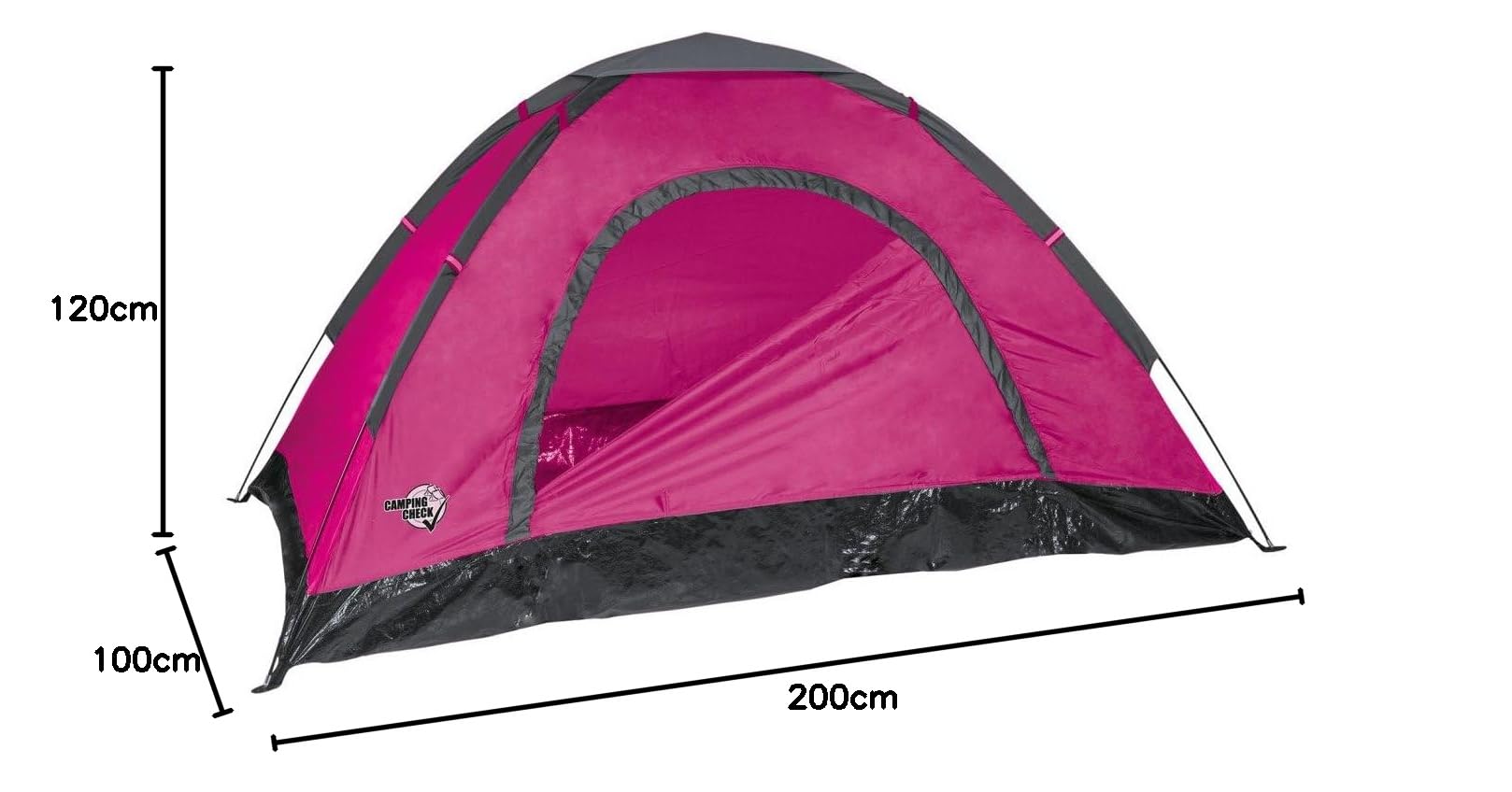 Festival-Zelt für 2 Personen, ca.200x120x100 cm, 170T Polyester, Wassersäule 1000mm, PE Boden,Fiberglasgestänge, Farbe: pink