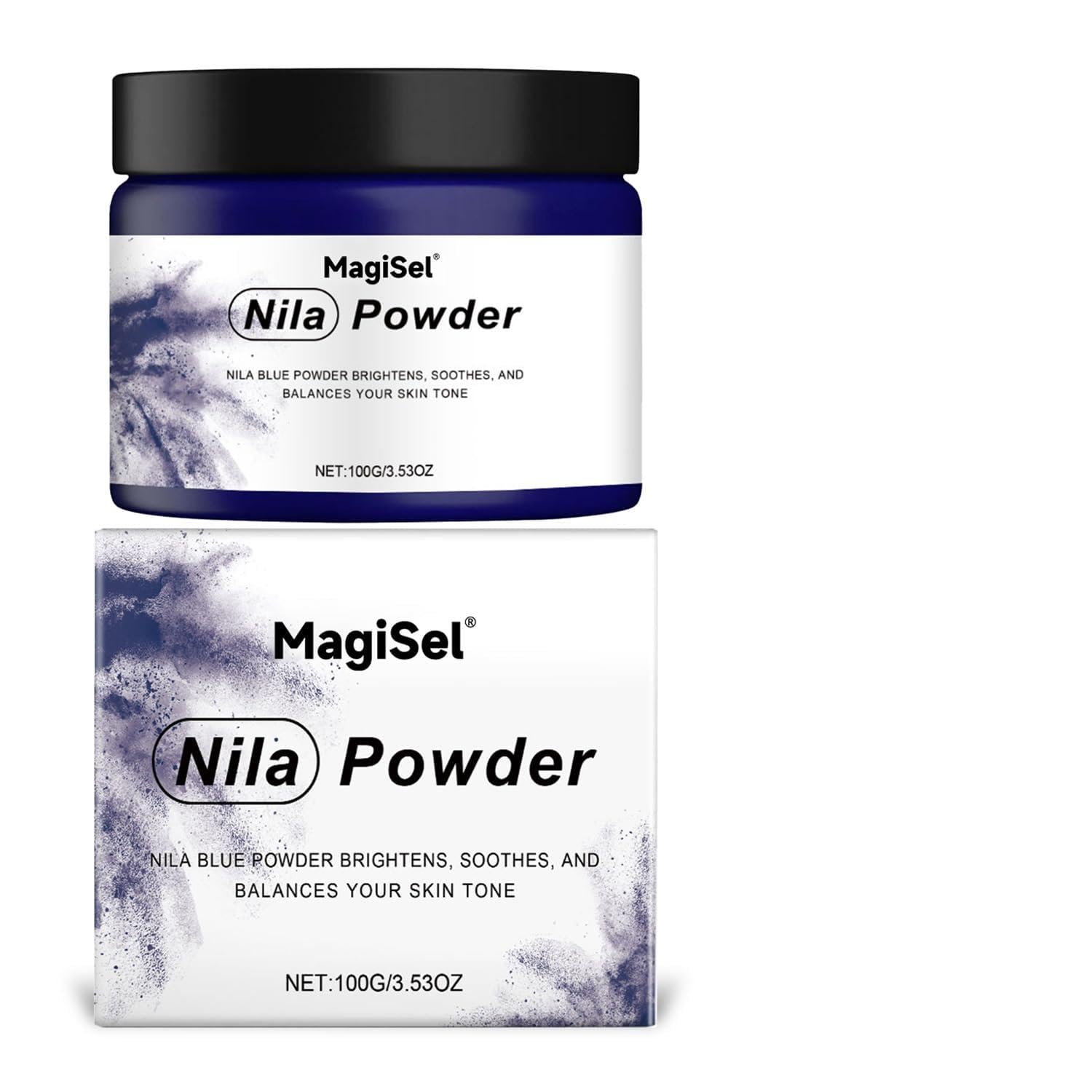 Nila niebieski proszek marokański, Nila Powder Mask, rozjaśniająca maska, 100 g niebieskiego proszku, ujędrniająca skóra, nawilżająca i rozjaśniająca, naturalny i równomierny odcień skóry