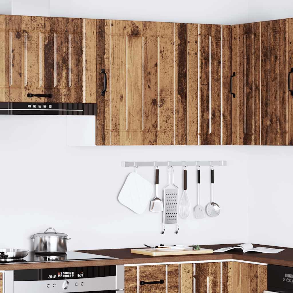 Küchenhängeschrank Lucca Altholz-Optik aus Holzwerkstoff mit Glastüren für optimale Aufbewahrung und Küchenzubehör