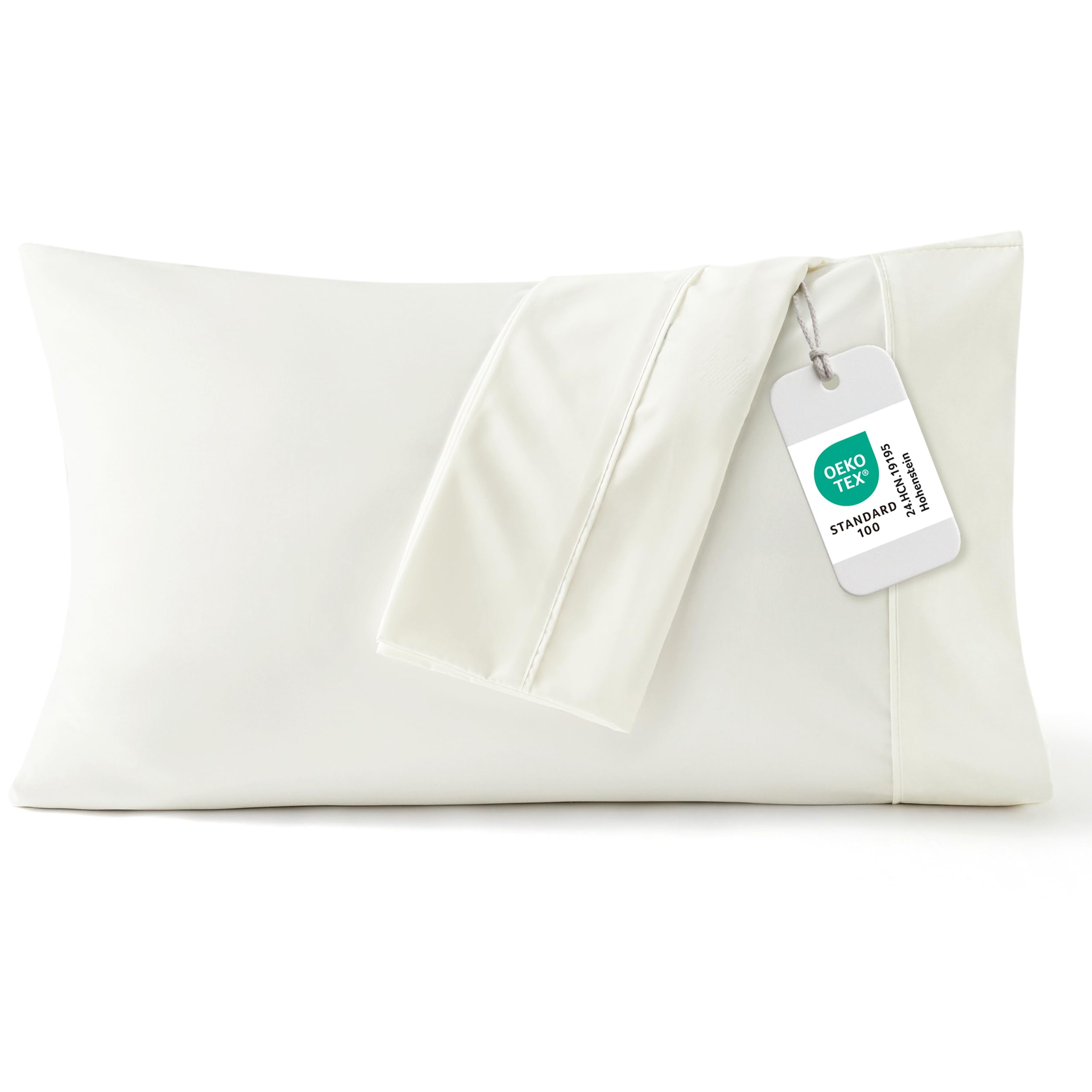 Bedsure King Size Pillow Cases Set of 2 - Ivory Brushed Microfiber Pillowcases 2 Pack, Super Soft Pillow Sham Cover with Envelope Closure, Wrinkle, Fade Resistant, 20x36 Inches