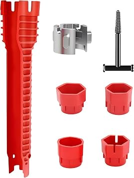 Plumbing Tools 12-in-1 Sink Wrench Set, tap Spanner Set, Multi-Functional Tap Spanner with Ergonomic Anti-Slip Grip for Basin, Bathroom & Kitchen Faucet Installation & Repairs
