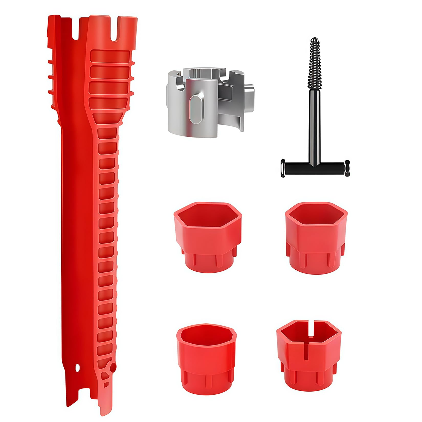 Herramientas de fontanería 12 en 1 Juego de llaves de fregadero, juego de llaves de grifo, llave de grifo multifuncional con agarre ergonómico antideslizante para lavabo, instalación y