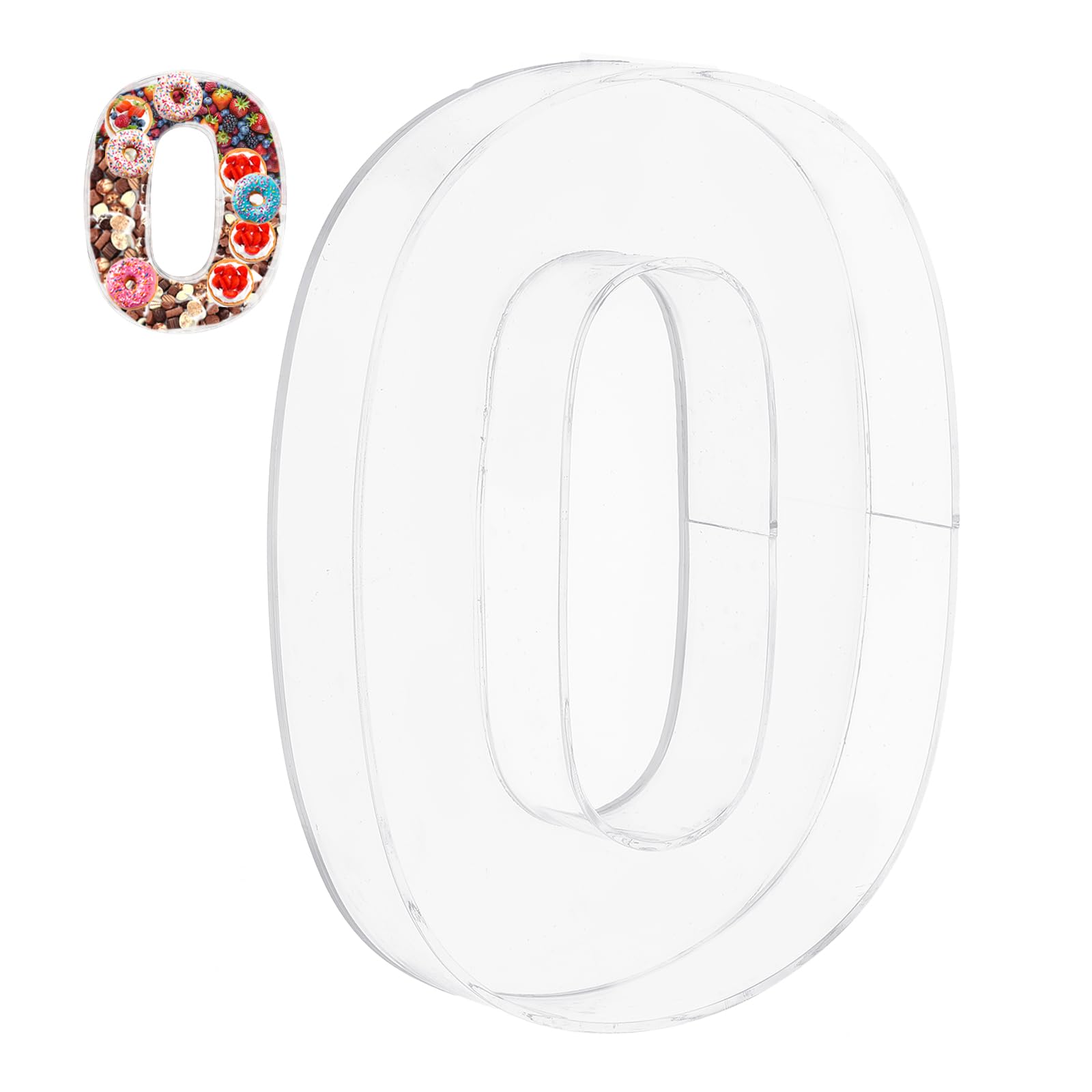 PATIKIL 10" Acrylic Number Box 0, Reusable Display Fillable Tray Container for Charcuterie Mache Chocolate Candy Birthday Party Anniversary Decorations, Clear