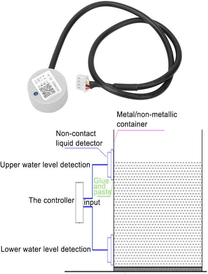 Garosa Liquid Level Sensor, Non-Contact Capacitive, UART Serial Port, DC 3.3-12V, for Water Tank Level Detection, Industrial Automation Control