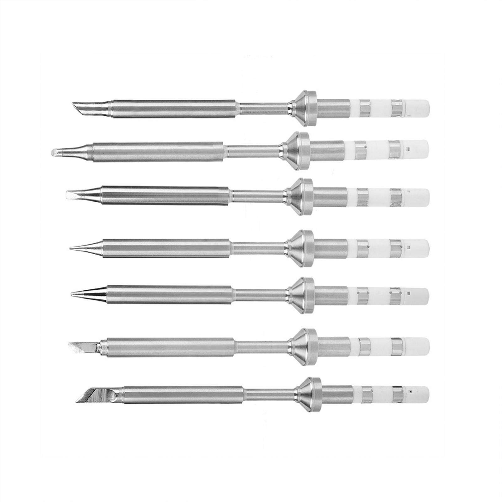 Set 7 Punte Saldatura TS100 in Acciaio Inossidabile per Stazione Portatile, Riparazioni Elettroniche di Qualite